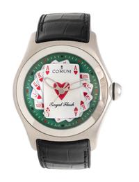 CORUM, REF. 082.170.20 STAINLESS STEEL LIMITED EDITION BUBBLE 'ROYAL FLUSH' WRISTWATCH