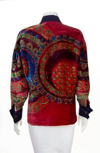 A Gianni Versace Rayon Print Blouse, Size 40.