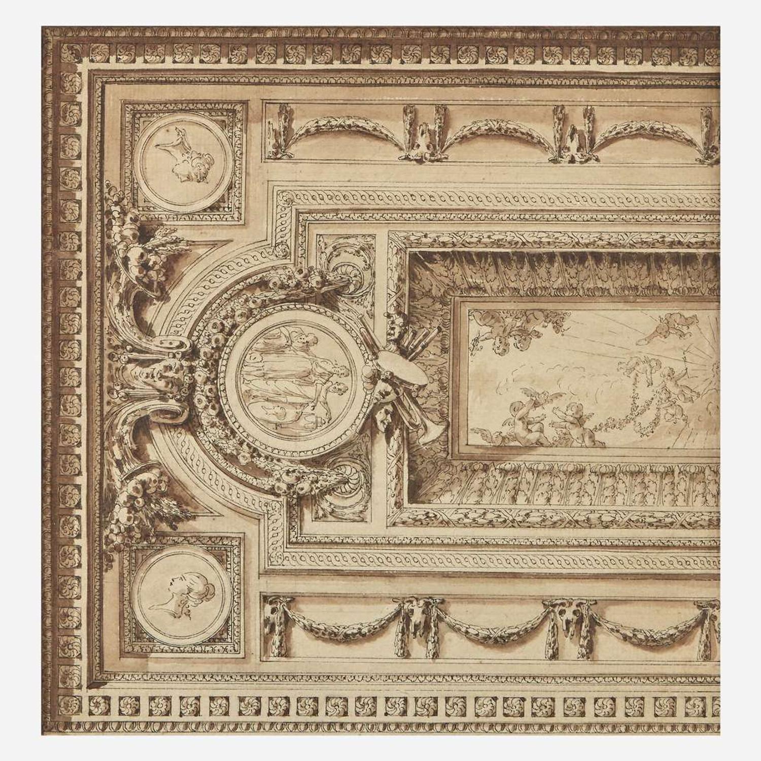 French School (18th Century) Étude de Plafond pour un Salon