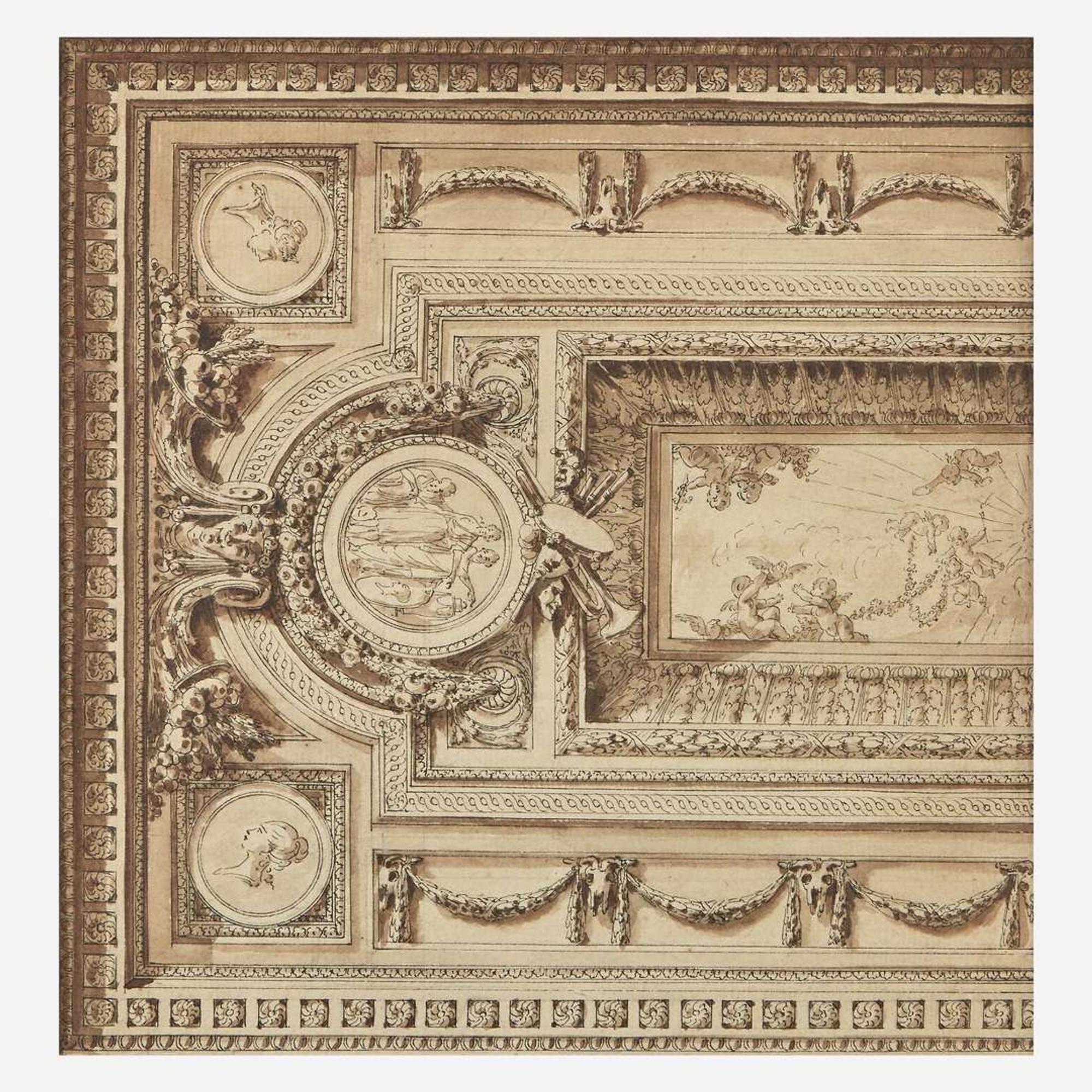 French School (18th Century) Étude de Plafond pour un Salon