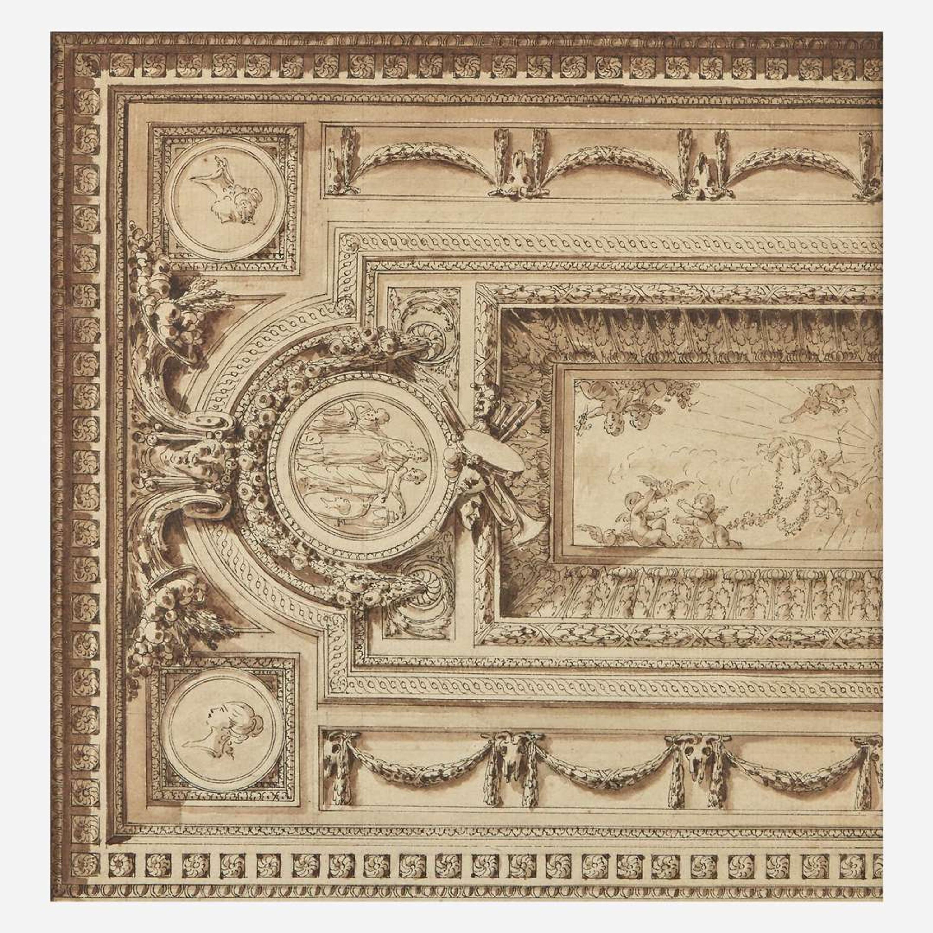 French School (18th Century) Étude de Plafond pour un Salon
