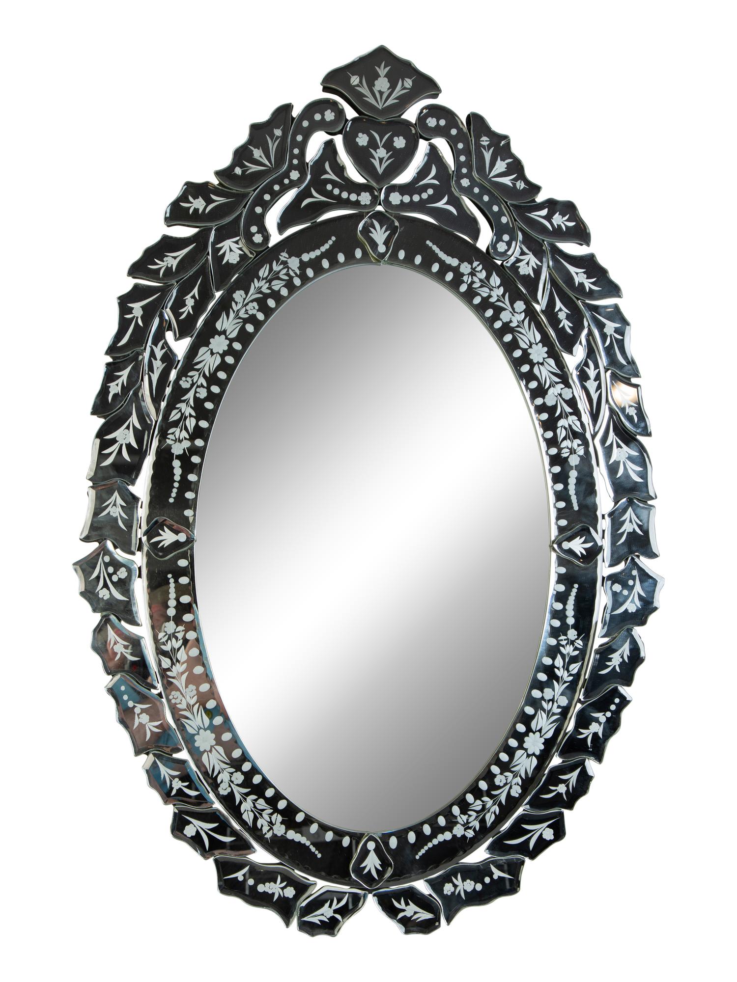 A Venetian Style Etched Glass Oval Dressing Mirror — 20TH/21ST CENTURY