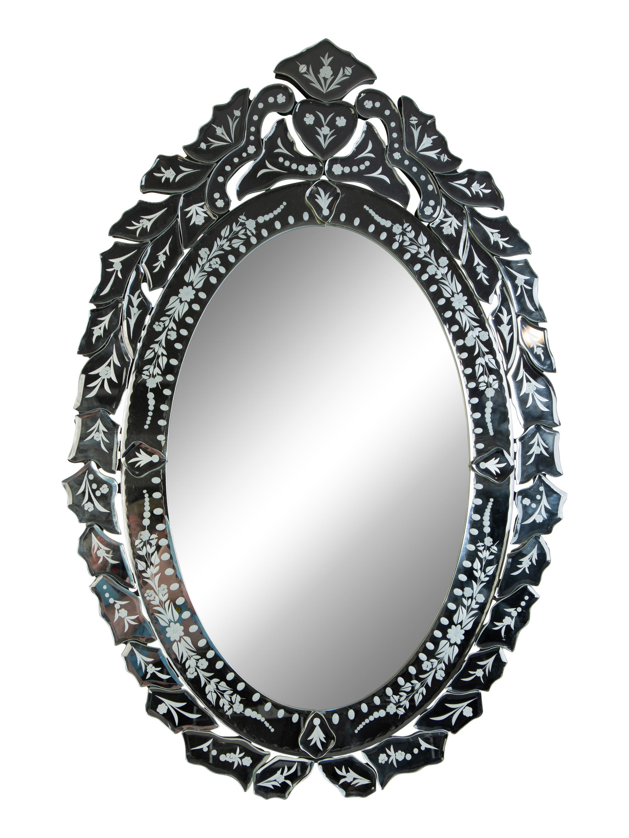 A Venetian Style Etched Glass Oval Dressing Mirror — 20TH/21ST CENTURY