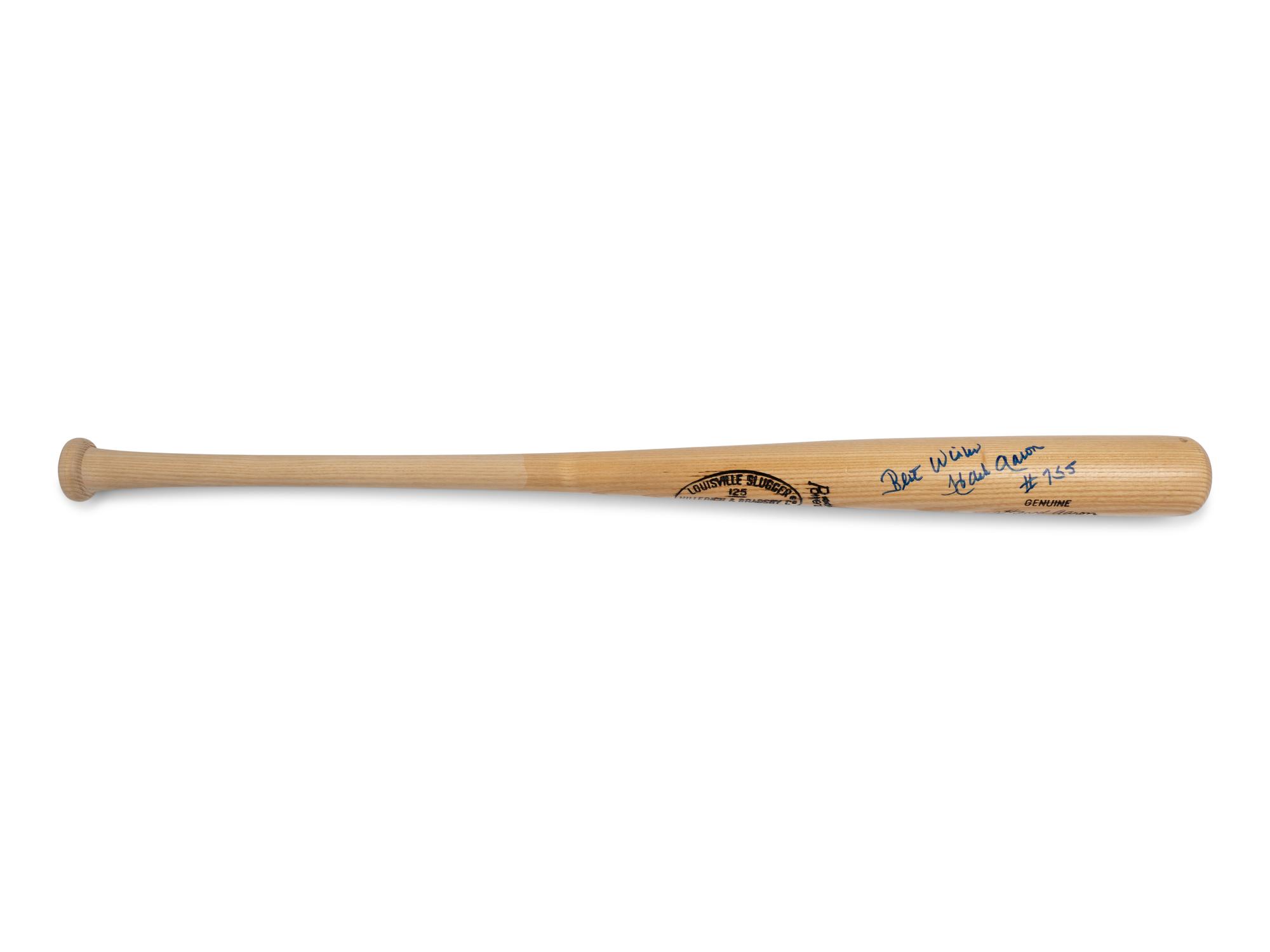 A Hank Aaron 755 Inscribed Signed Autograph Aaron Model Louisville Slugger Bat