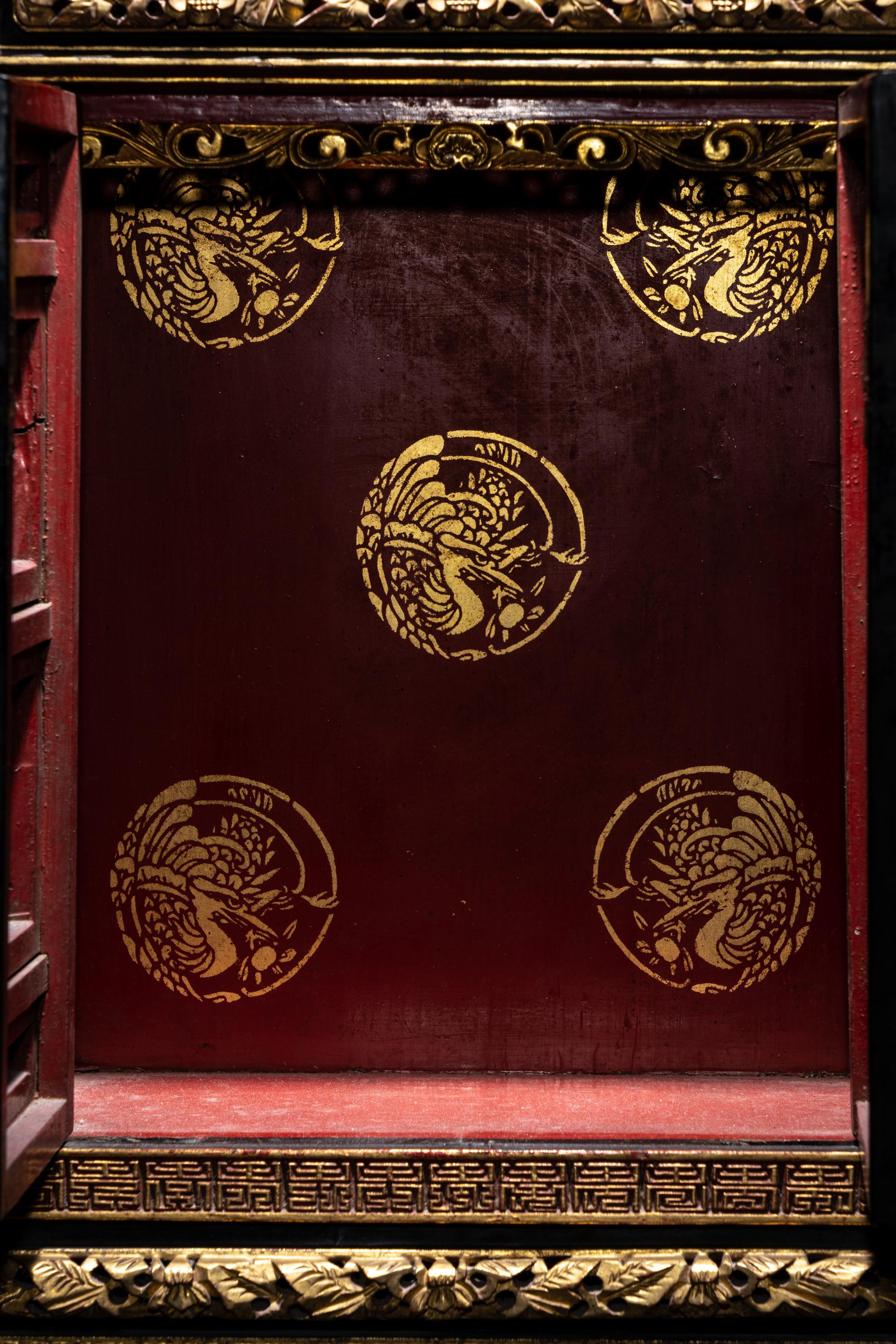 A Chinese Gilt and Black Lacquered Wood Shrine