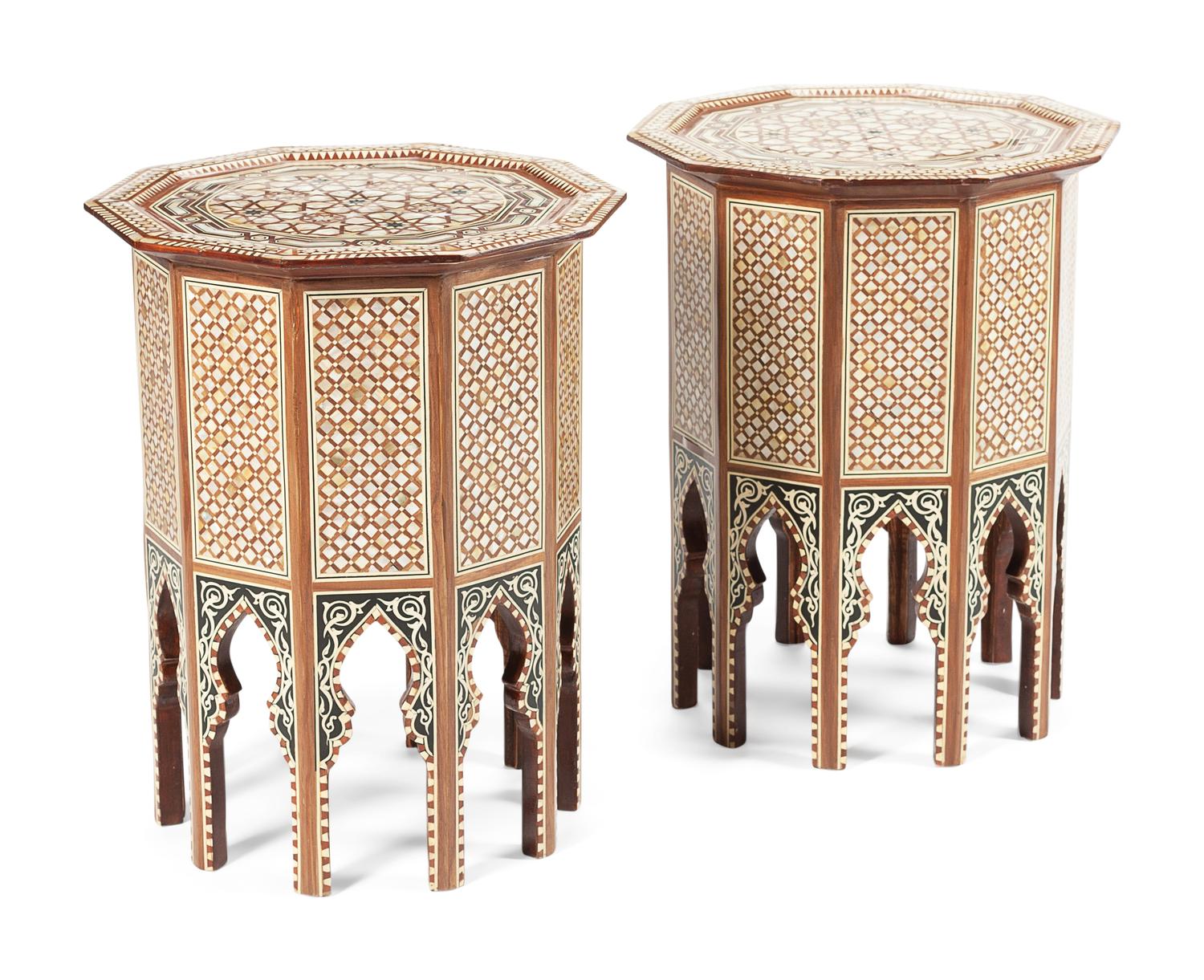A Pair of Moorish Style Mother-of-Pearl Inlaid Side Tables