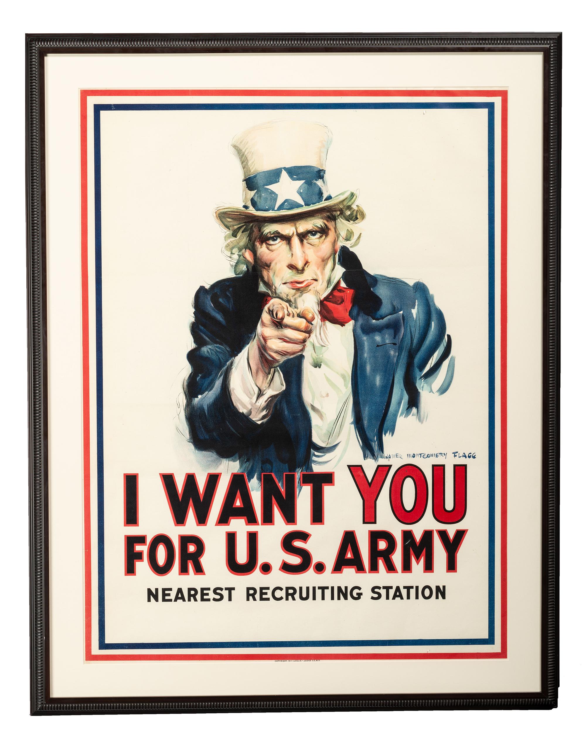[WORLD WAR I]. FLAGG, James Montgomery (1877-1960), artist. I Want You for U.S. Army. New York: Leslie-Judge & Co., 1917.