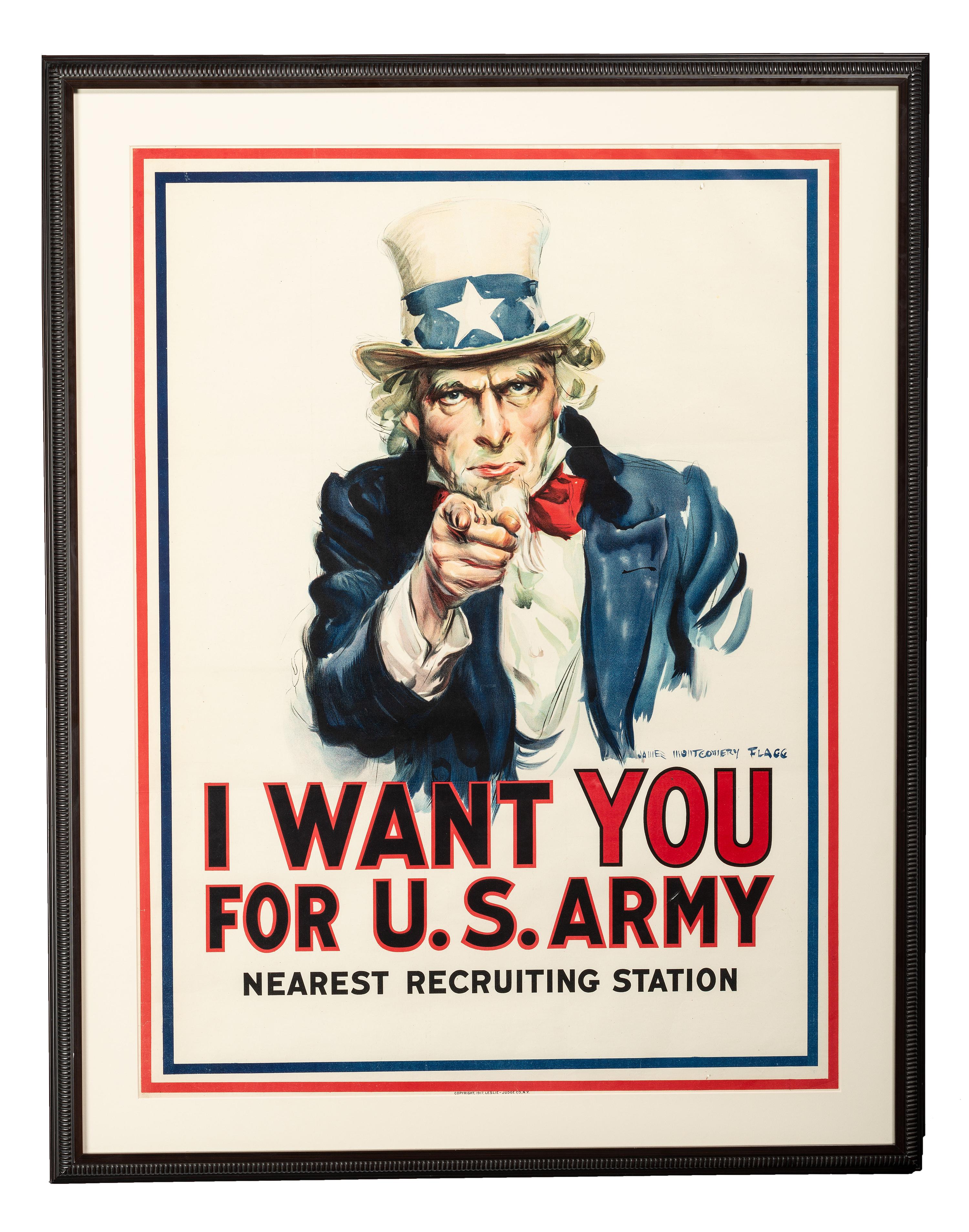 [WORLD WAR I]. FLAGG, James Montgomery (1877-1960), artist. I Want You for U.S. Army. New York: Leslie-Judge & Co., 1917.