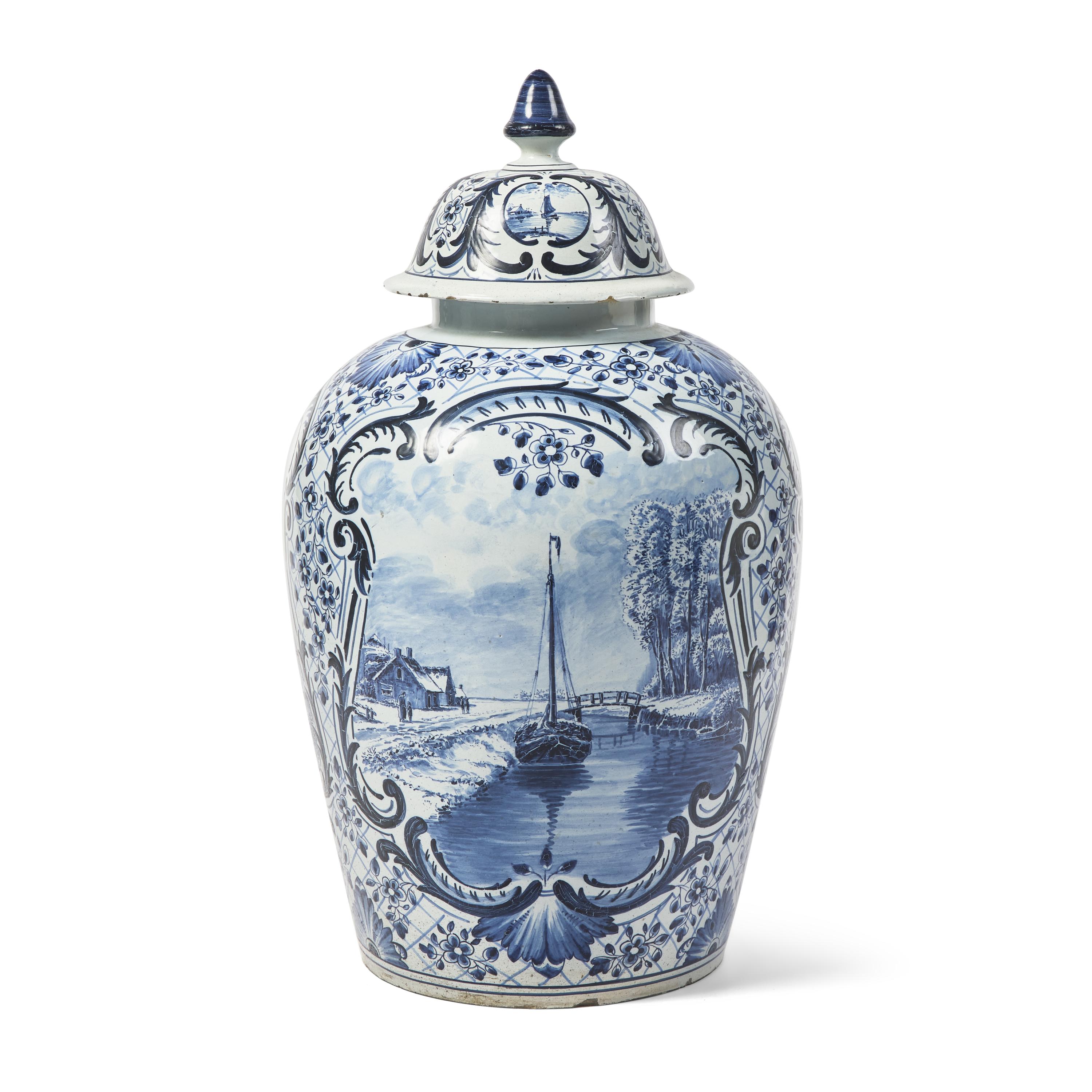 A Dutch Delft Covered Vase