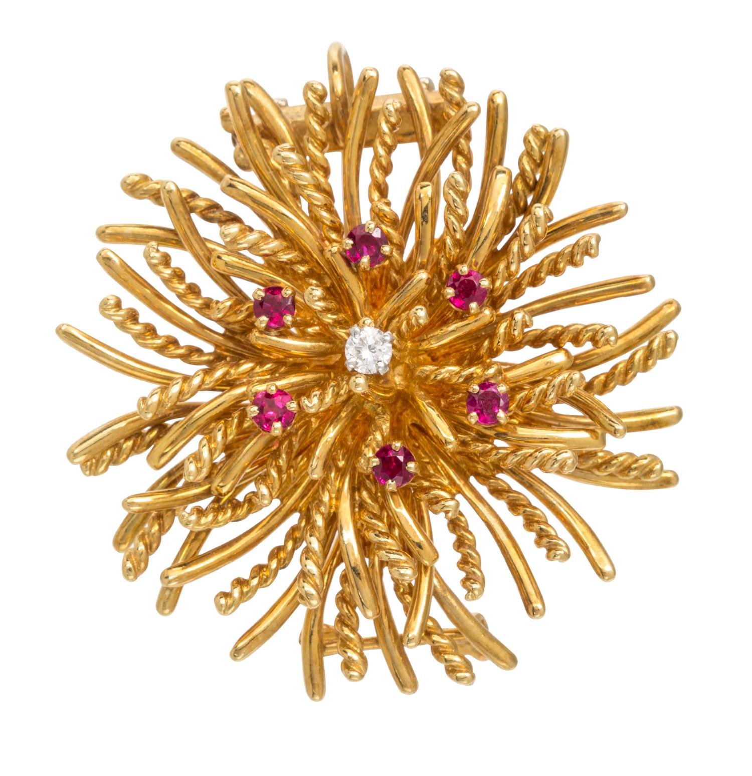 An 18 Karat Yellow Gold, Ruby and Diamond Pendant/Brooch, McTeigue & Co., 15.00 dwts.