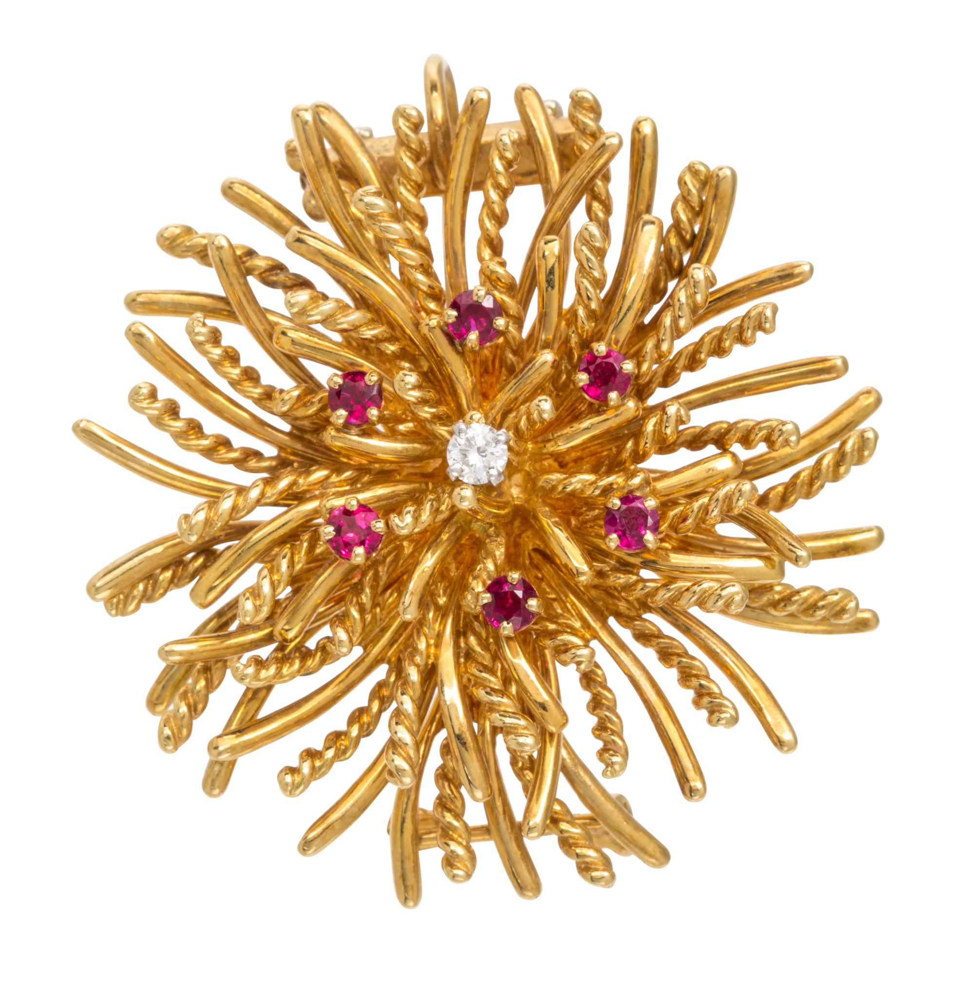 An 18 Karat Yellow Gold, Ruby and Diamond Pendant/Brooch, McTeigue & Co., 15.00 dwts.