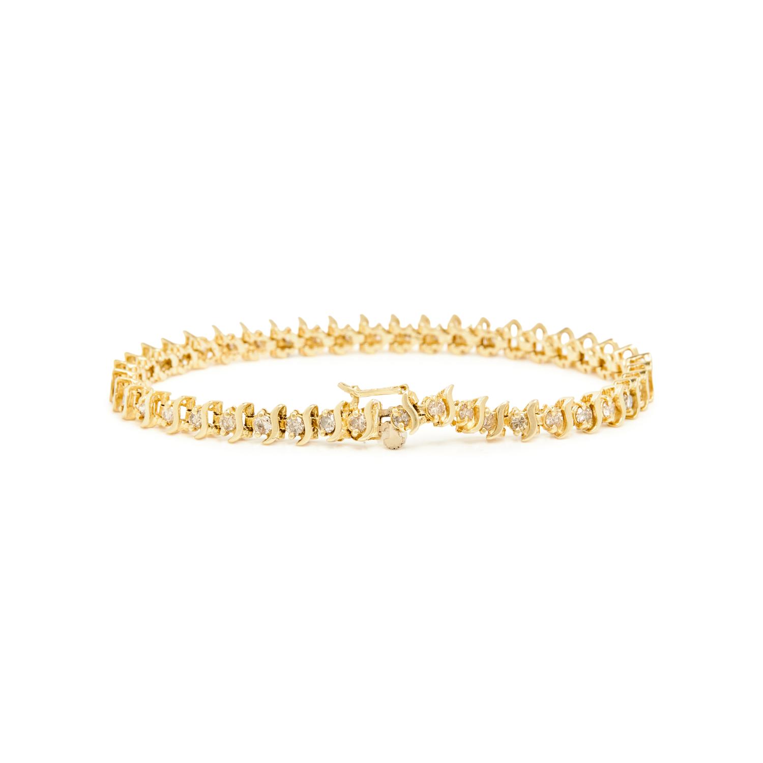 YELLOW GOLD AND DIAMOND LINE BRACELET