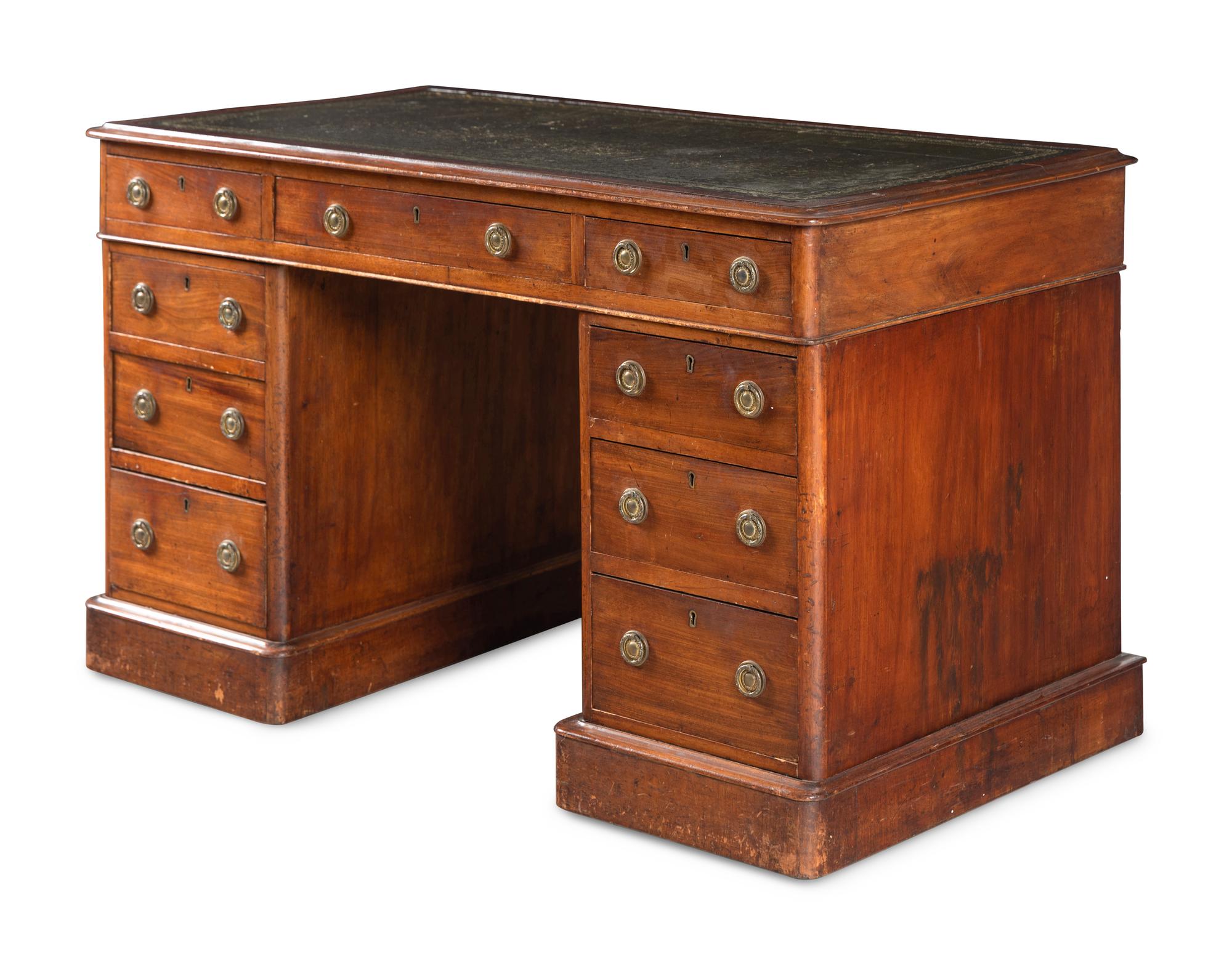 A Victorian Mahogany Pedestal Desk