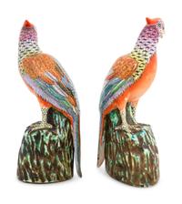 A Pair of Chinese Export Parcel Gilt Porcelain Parrot Figures