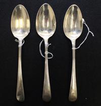 A Group of Three George III Silver Tablespoons, George Smith III, London, 1783, having a thread border.