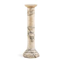 An Italian White and Gray Veined Marble Pedestal