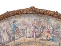 A French Framed Painted Paper and Mother-of-Pearl Fan