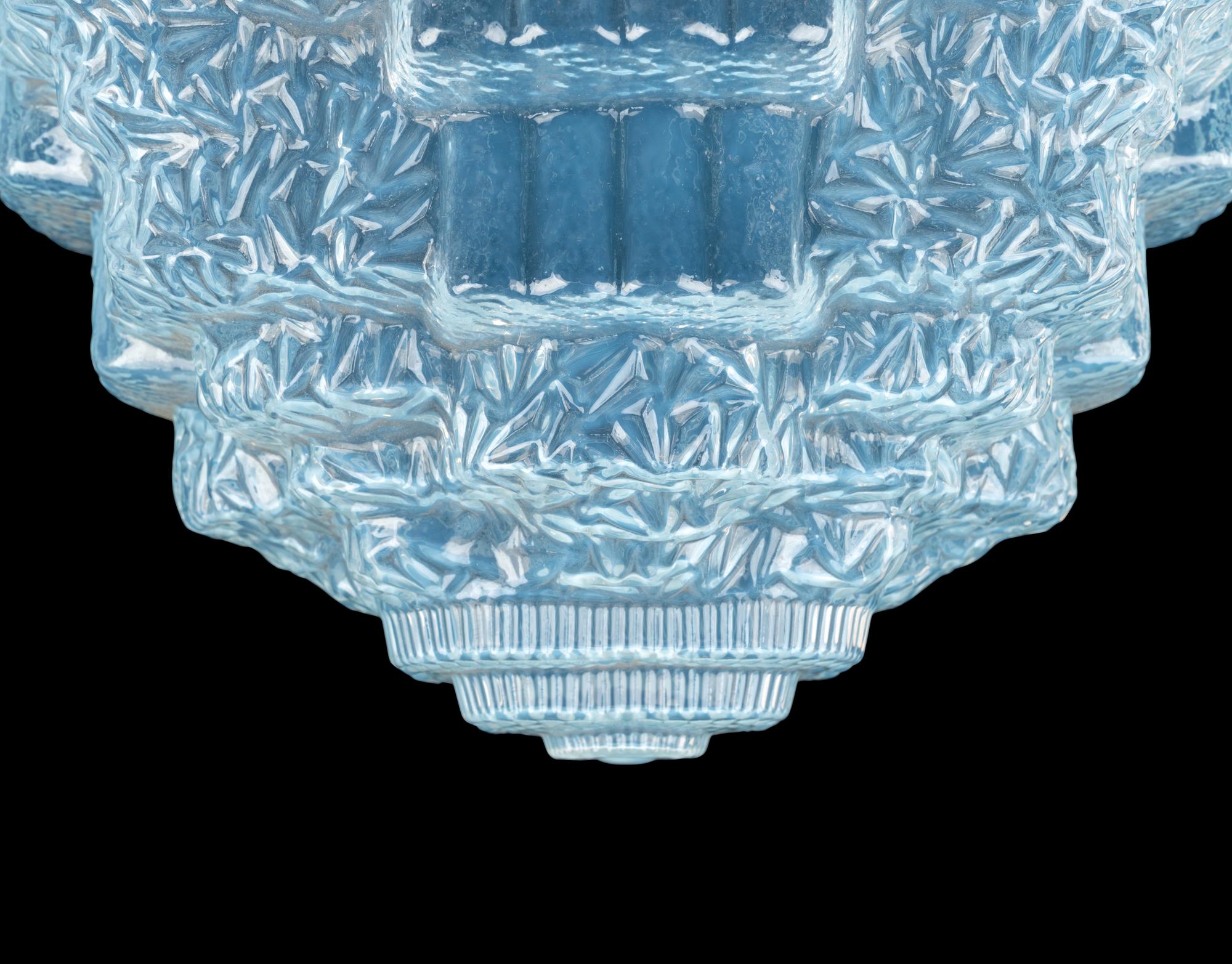 A Pair of French Opalescent Glass Hanging Fixtures