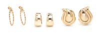 A Collection of 14 Karat Yellow Gold Earclips, 18.90 dwts.