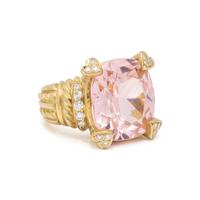 JUDITH RIPKA, YELLOW GOLD, PINK CRYSTAL AND DIAMOND RING