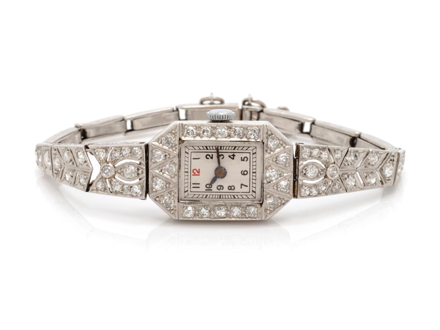 PLATINUM AND DIAMOND WRISTWATCH