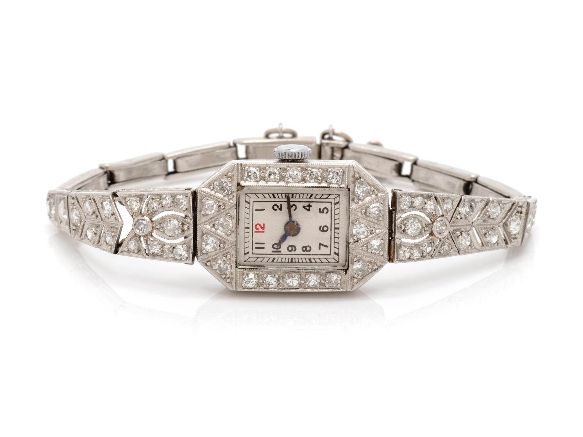 PLATINUM AND DIAMOND WRISTWATCH