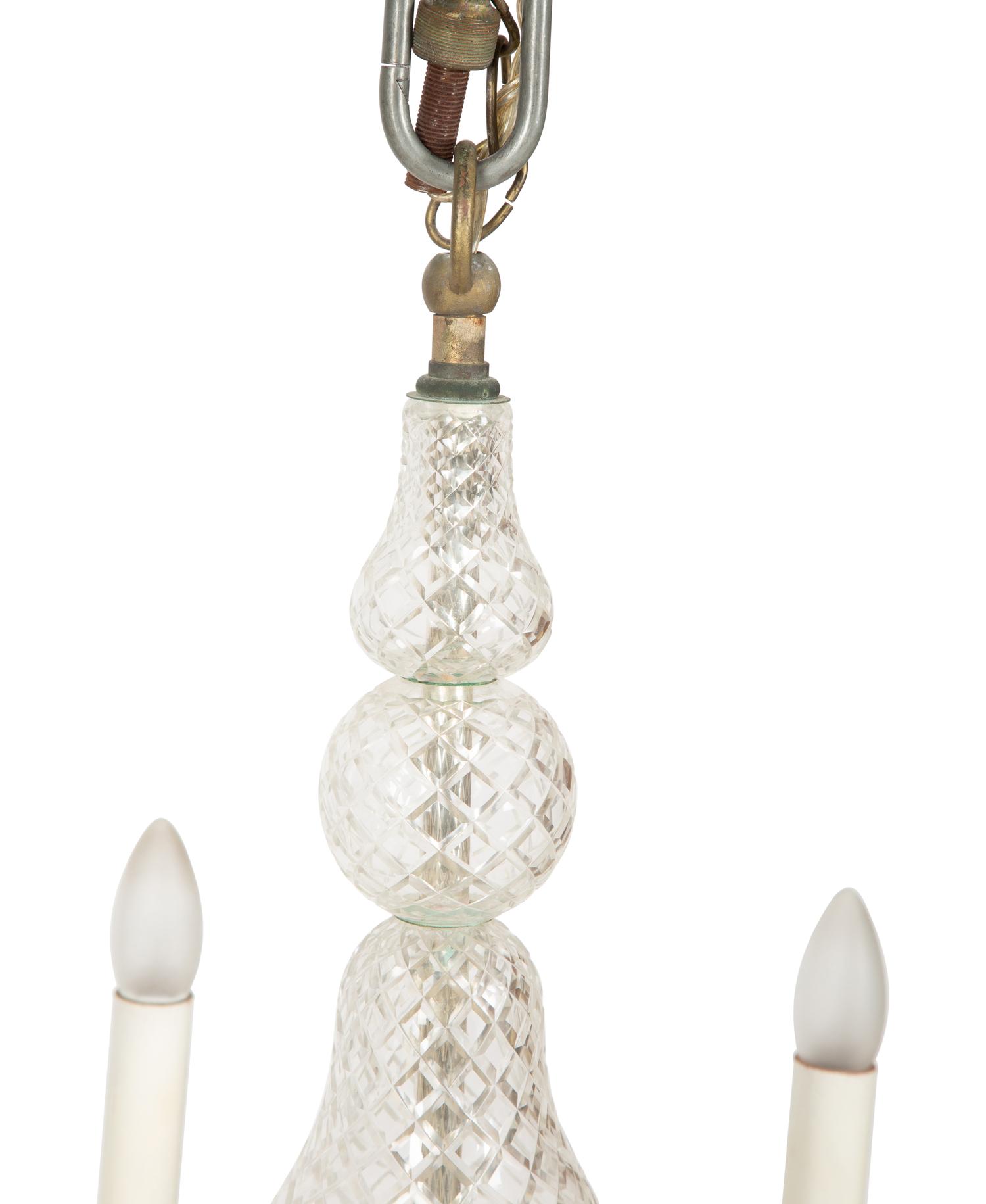 A Venetian Style Glass Six-Light Chandelier