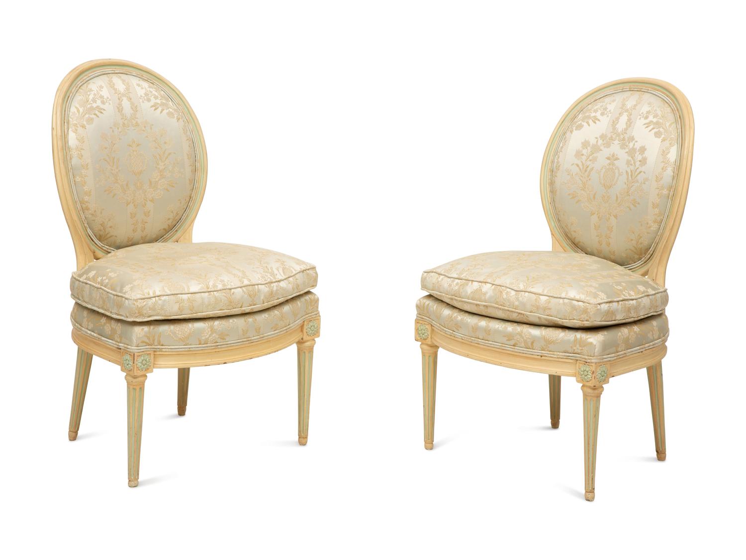 A Pair of Louis XVI Style Painted Side Chairs — Late 19th/Early 20th Century