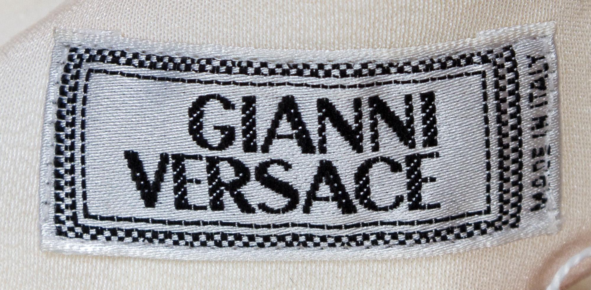 A Gianni Versace Cream Rayon and Silk Bead Embellished Men's Shirt, Size 50.