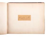 [CIVIL WAR]. Autograph book identified to Lucritia Taft Flagg, featuring signatures of assorted 19th-century figures including D.L. MOODY, Lewis CASS, Charles SUMNER, William H. SEWARD, and others.