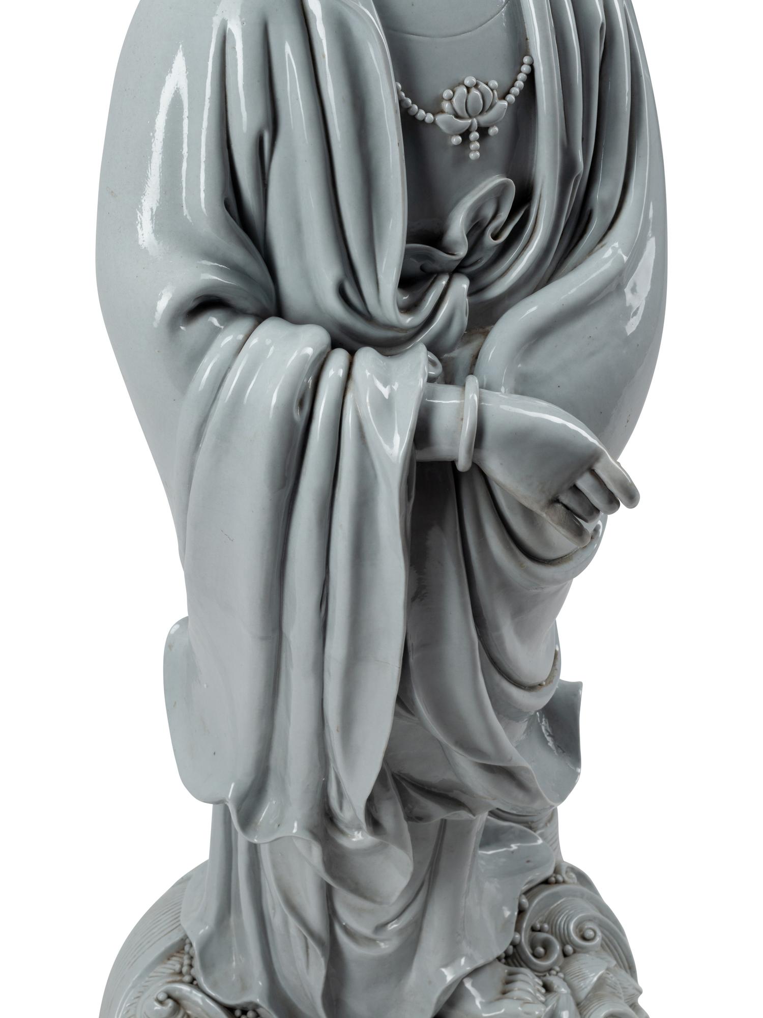 A Large Blanc de Chine Figure of Guanyin