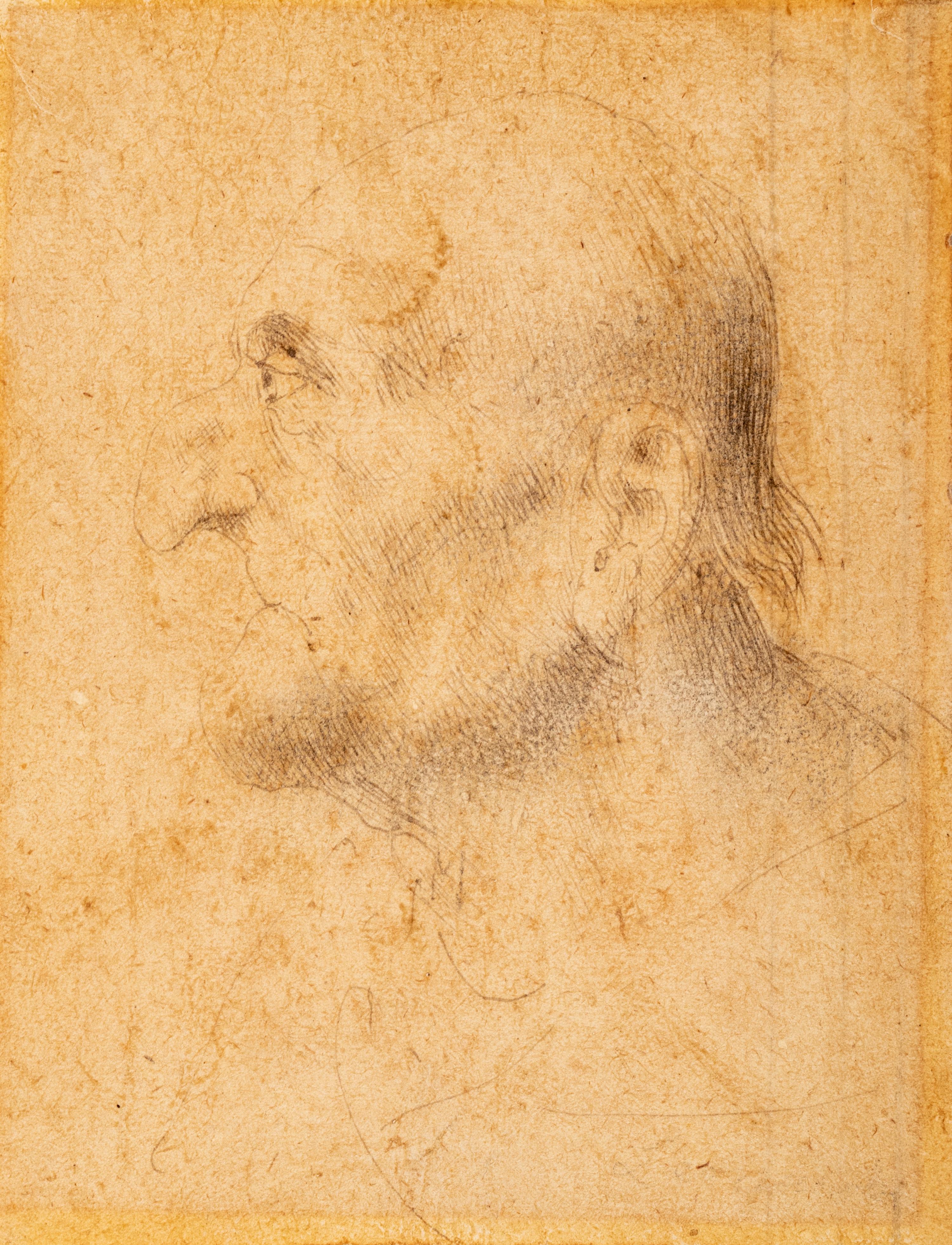 Dante Visiting the Envious Men , possibly after Gustav Doré (French, 1832- 1883), and Profile of an Old Man in the Manner of Leonardo da Vinci (Italian, 1452–1519)