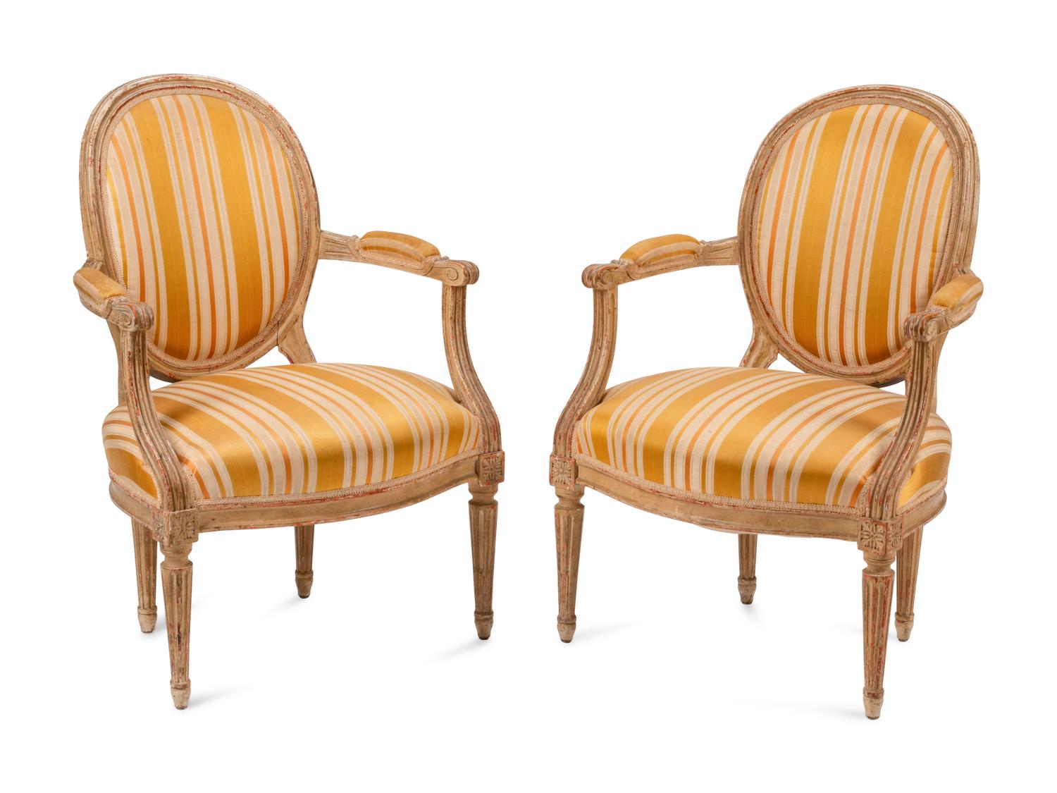 A Pair of Louis XVI Painted Fauteuils