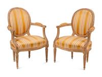 A Pair of Louis XVI Painted Fauteuils