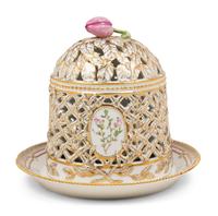 A Royal Copenhagen Flora Danica Porcelain Ice Dome and Stand