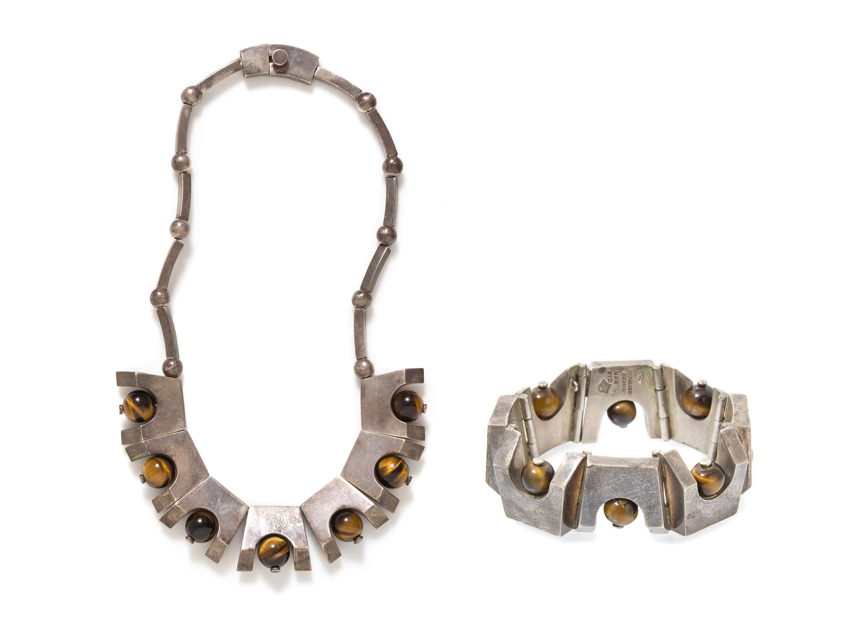 A Silver and Tiger's Eye Demi Parure, Antonio Pineda, 158.10 dwts.