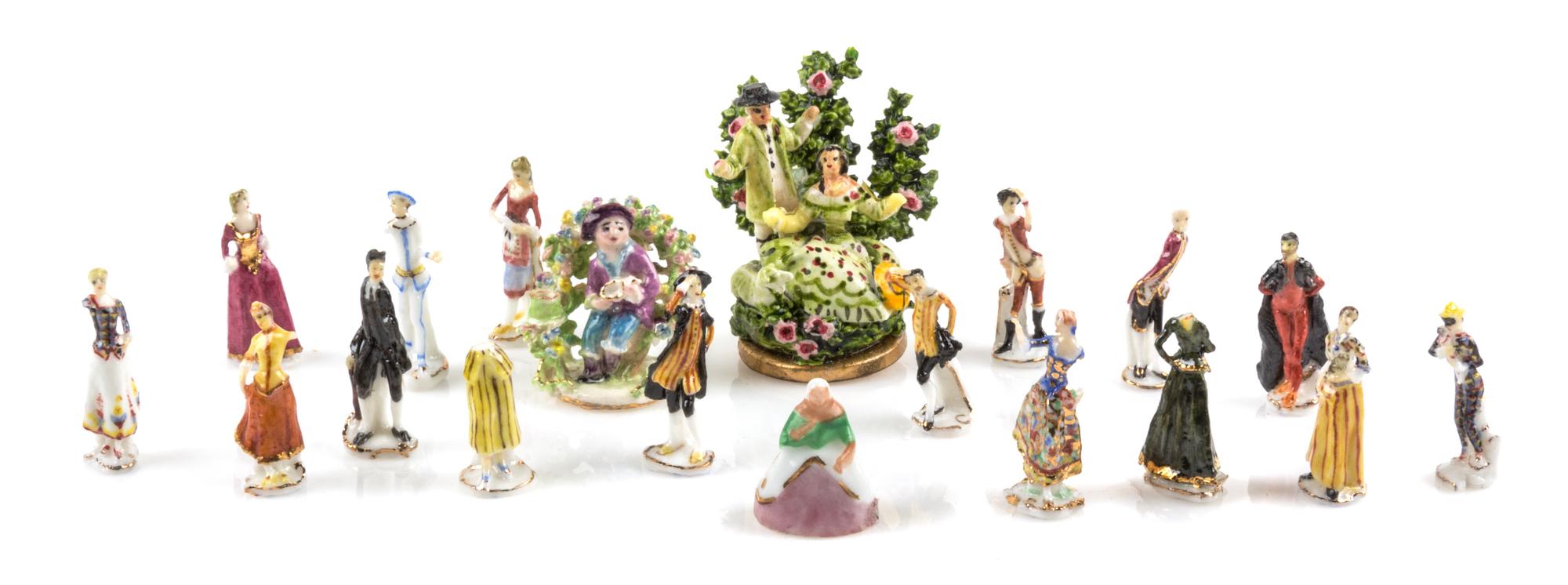 A Collection of Porcelain Figures and Figural Groups Height of first 1 1/4 inches. — Various Makers