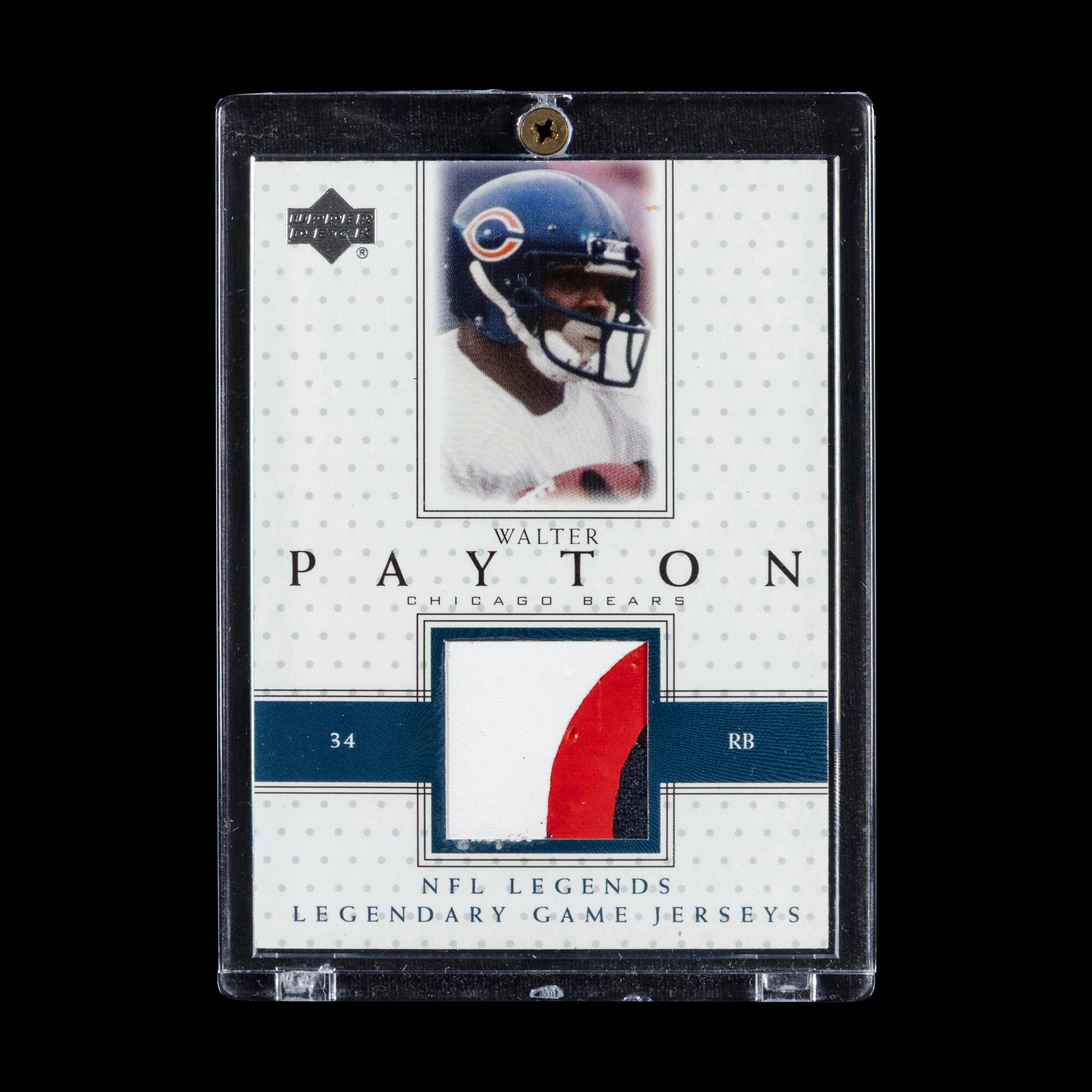 A 2000 Upper Deck Walter Payton Legendary Jerseys Football Card No. LJ-WP (Three Color Jersey Patch)