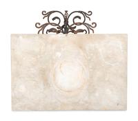 A Wrought Iron Marble Top Console Table