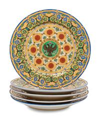 Five Russian Porcelain Dessert Plates from the Kremlin Service