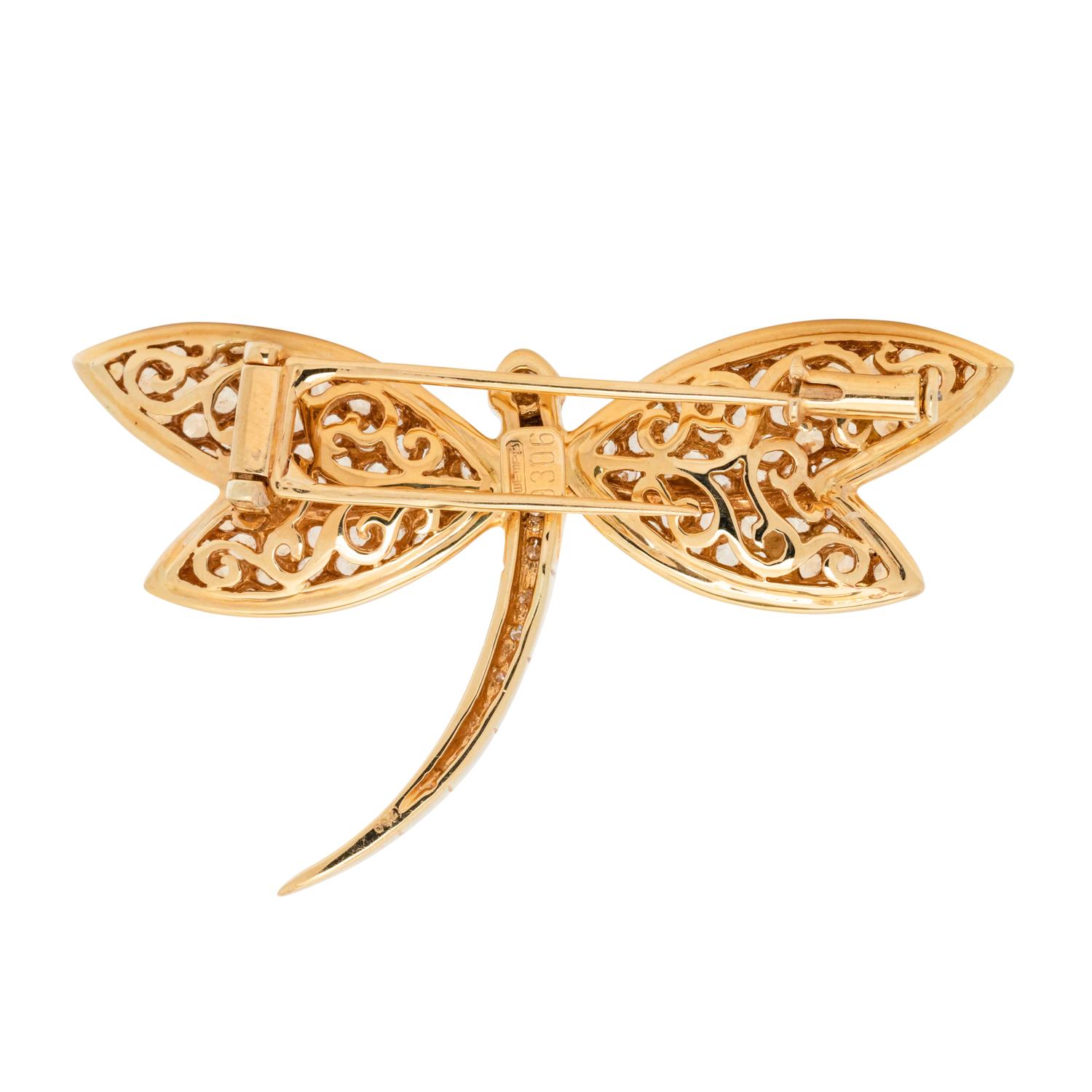 YELLOW SAPPHIRE AND DIAMOND DRAGONFLY BROOCH