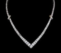 A Fine Platinum and Diamond Necklace, Van Cleef & Arpels, with a Detachable Cultured Pearl and Diamond Pendant, 49.70 dwts.