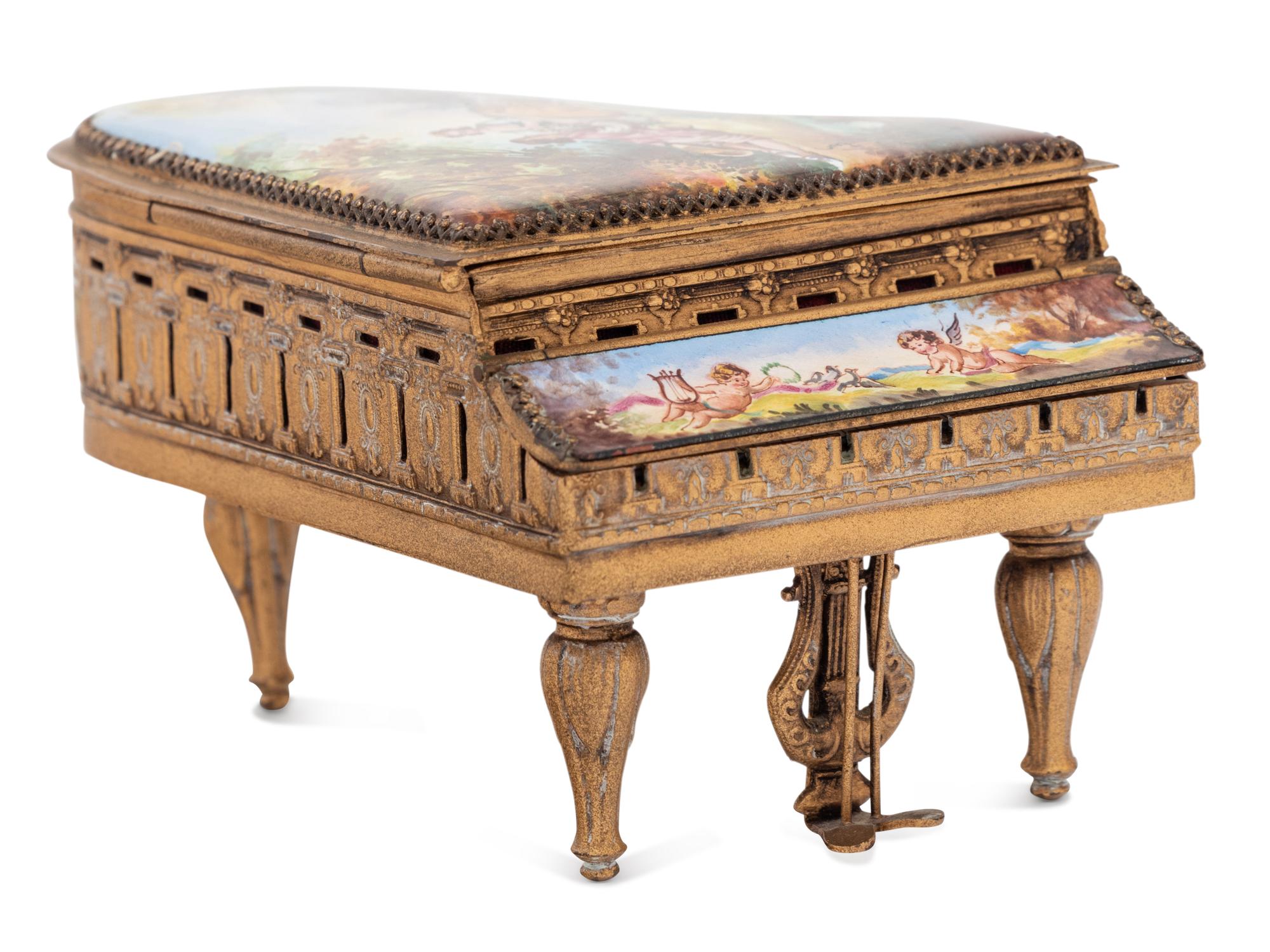A Viennese Enameled Miniature Piano