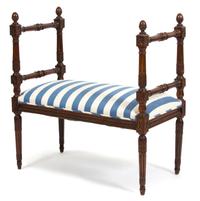 A Louis XVI Style Walnut Bench Height 33 x width 31 1/2 x depth 17 inches. — 20TH CENTURY