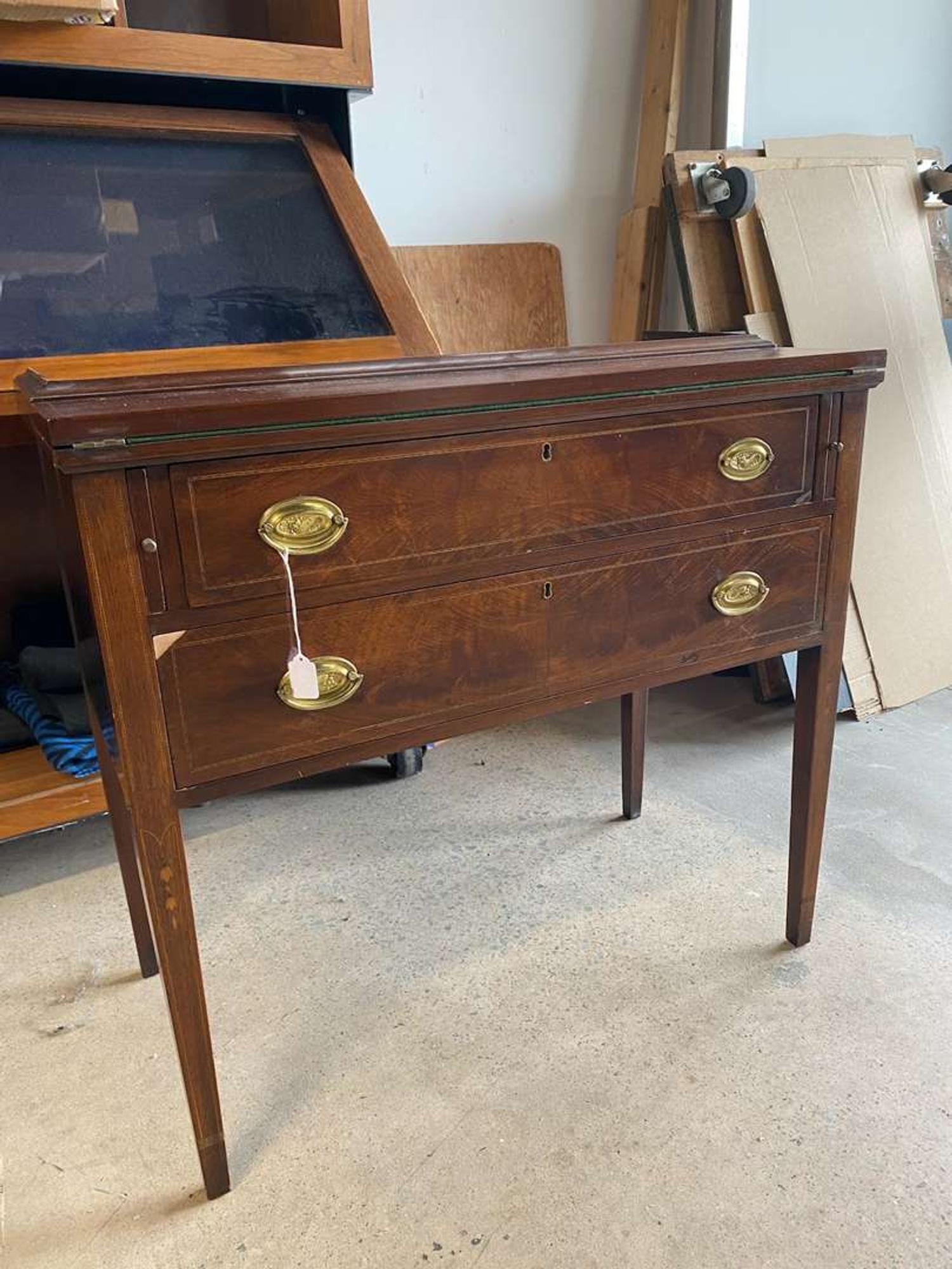 A Federal Style Inlaid Mahogany Tambour Desk