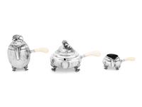 A Georg Jensen Silver Blossom Three-Piece Tea and Coffee Service