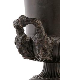 A Pair of Grand Tour Bronze and Marble Urns