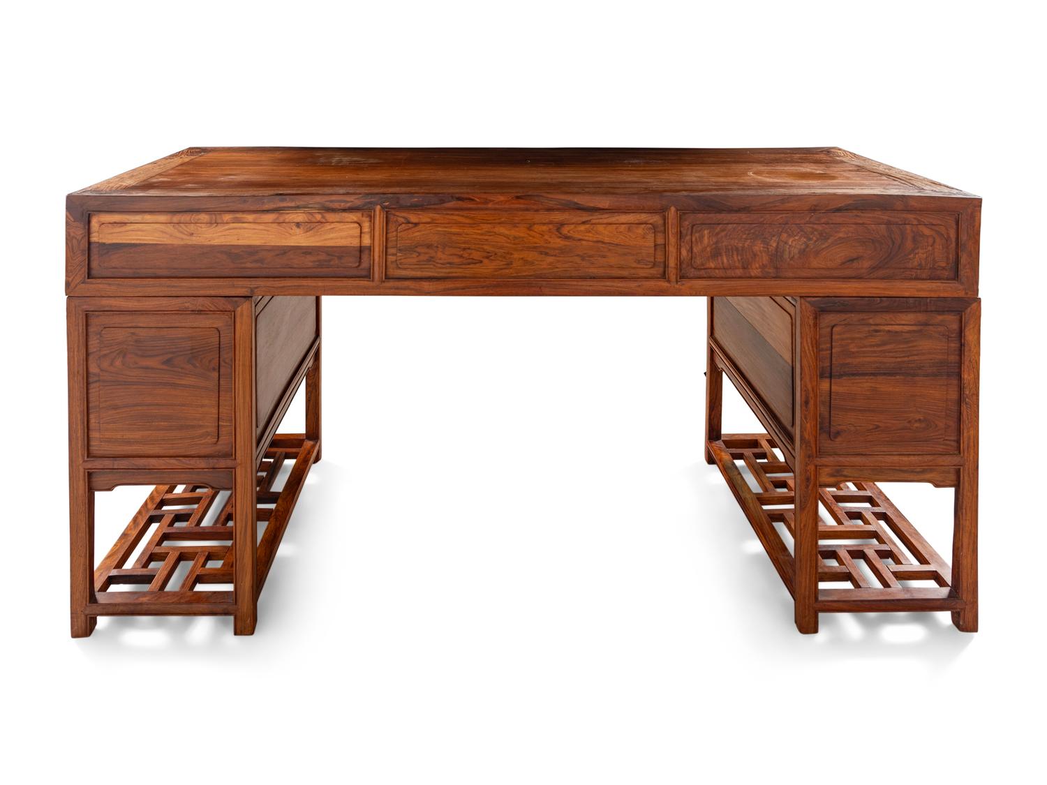 A Chinese Huanghuali and Mixed Woods Writing Desk, 20th Century 近代 黃花梨拼雜木寫字臺
