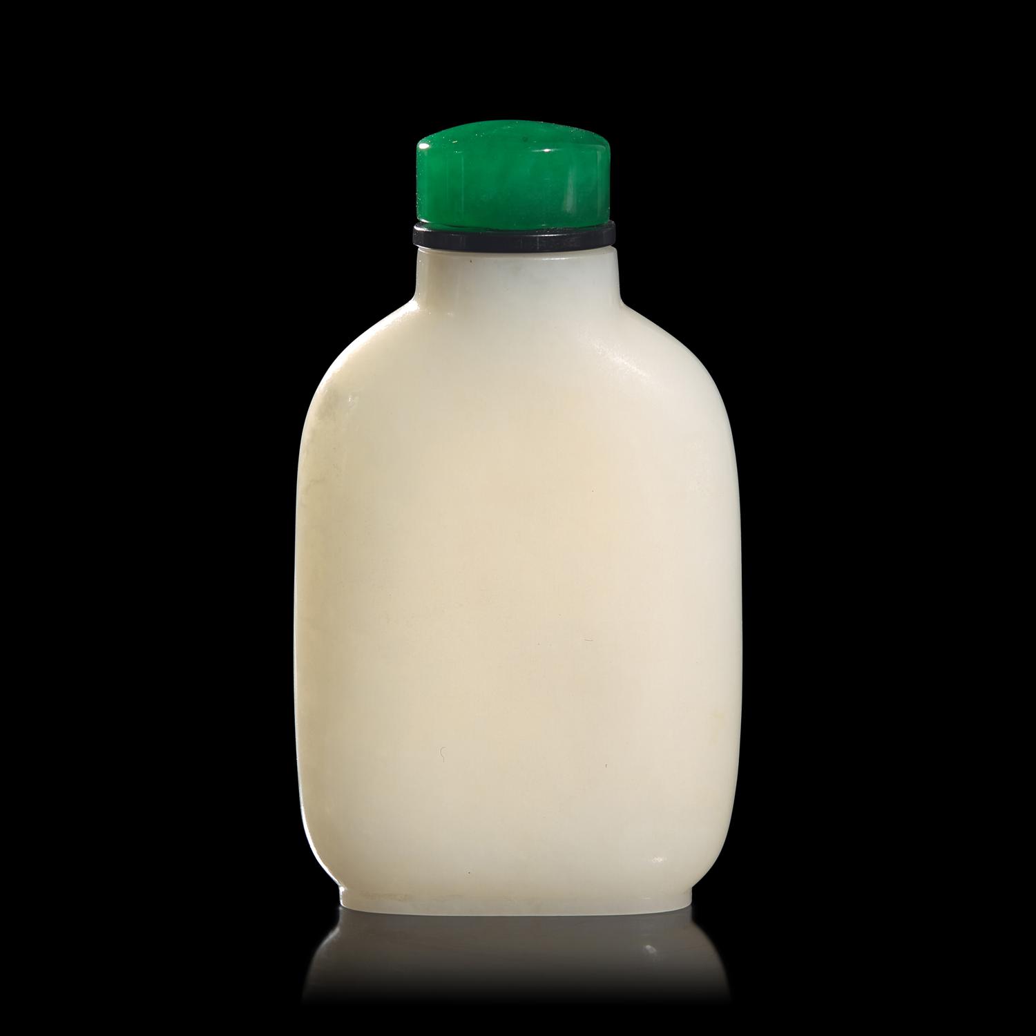A Chinese Carved White Jade Snuff Bottle