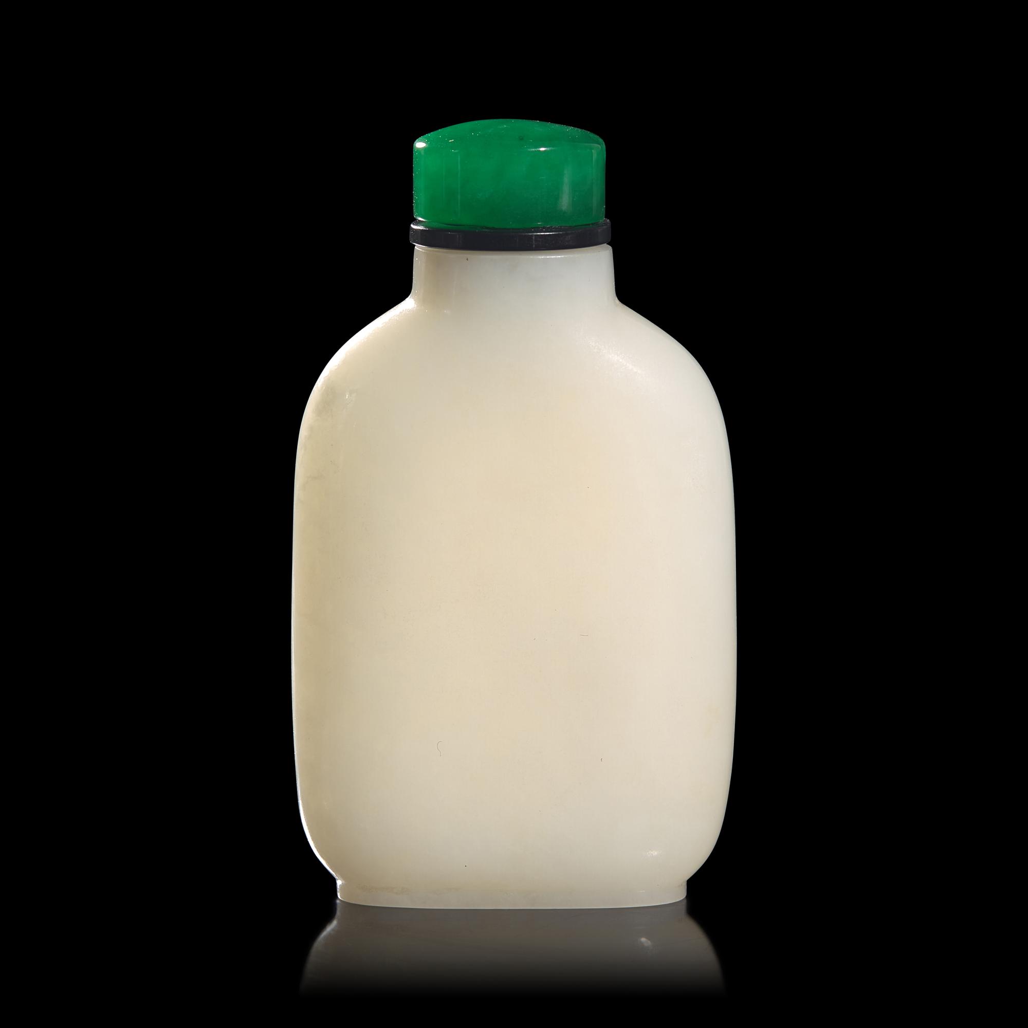 A Chinese Carved White Jade Snuff Bottle